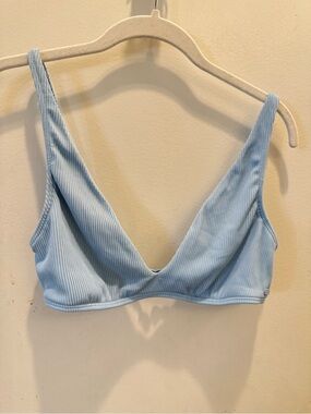 Roxy Light Blue Ribbed Swim Bralette top large